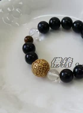 黑曜石八宝手串水晶手链本命年
