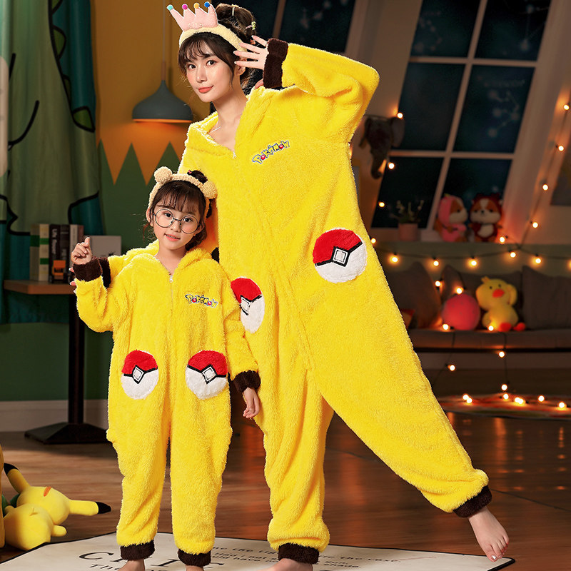 秋冬季母女装可爱动漫法兰绒睡衣 甜雪妮睡衣/家居服套装