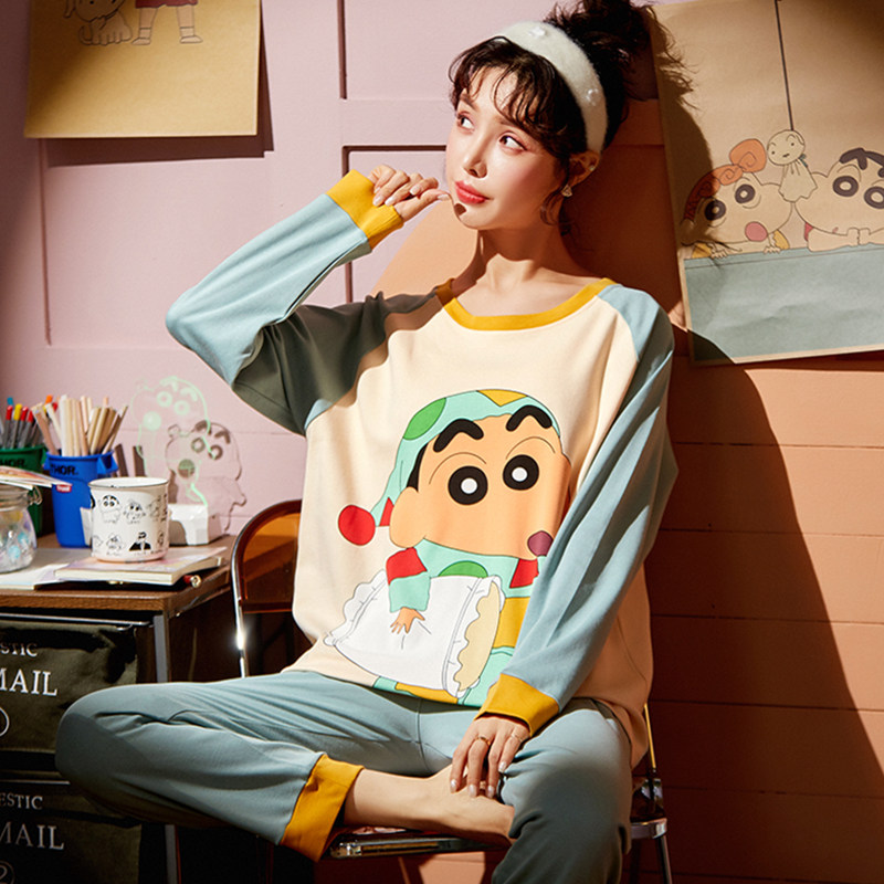 春秋季胖女孩洋气纯棉长袖女生睡衣 甜雪妮睡衣/家居服套装