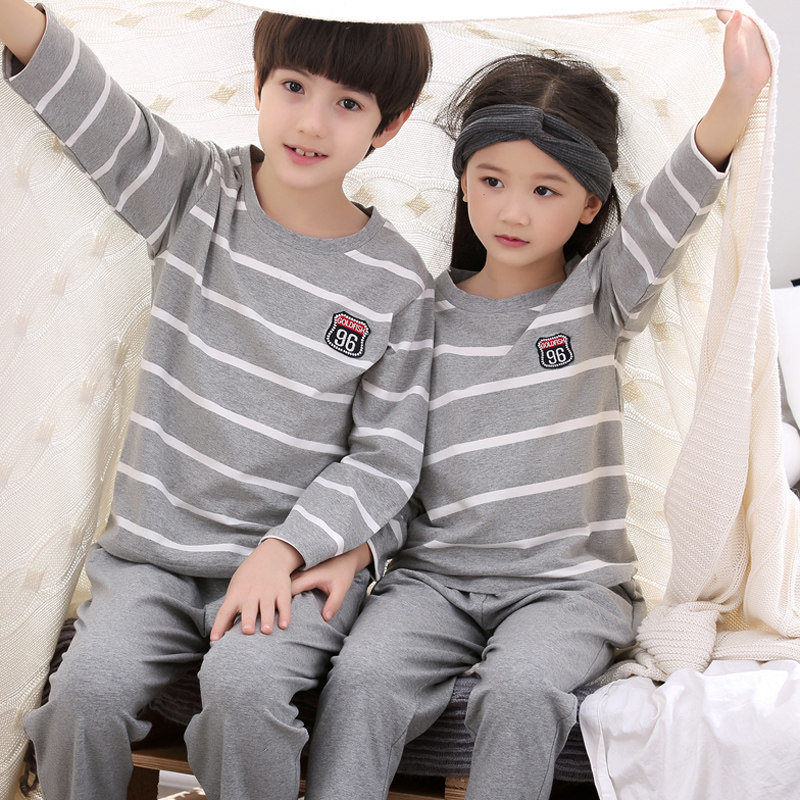 亲子母子装纯棉衣服长袖条纹睡衣 甜雪妮睡衣/家居服套装