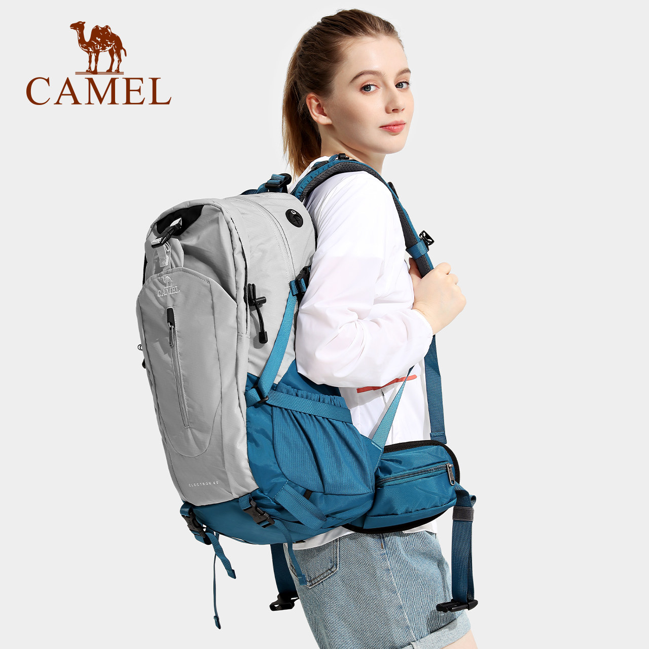 骆驼户外轻便大容量新款专业登山包 骆驼加鳄双肩背包