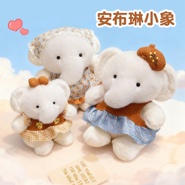 Amblin Elephant Doll Cute Plush Elephant Doll Soothing Rag Doll Children Hold Sleeping Birthday Gift