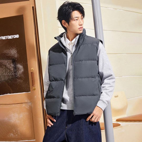 361雨屏运动马甲男装2025冬季新款防泼水羽绒马甲保暖立领外套男