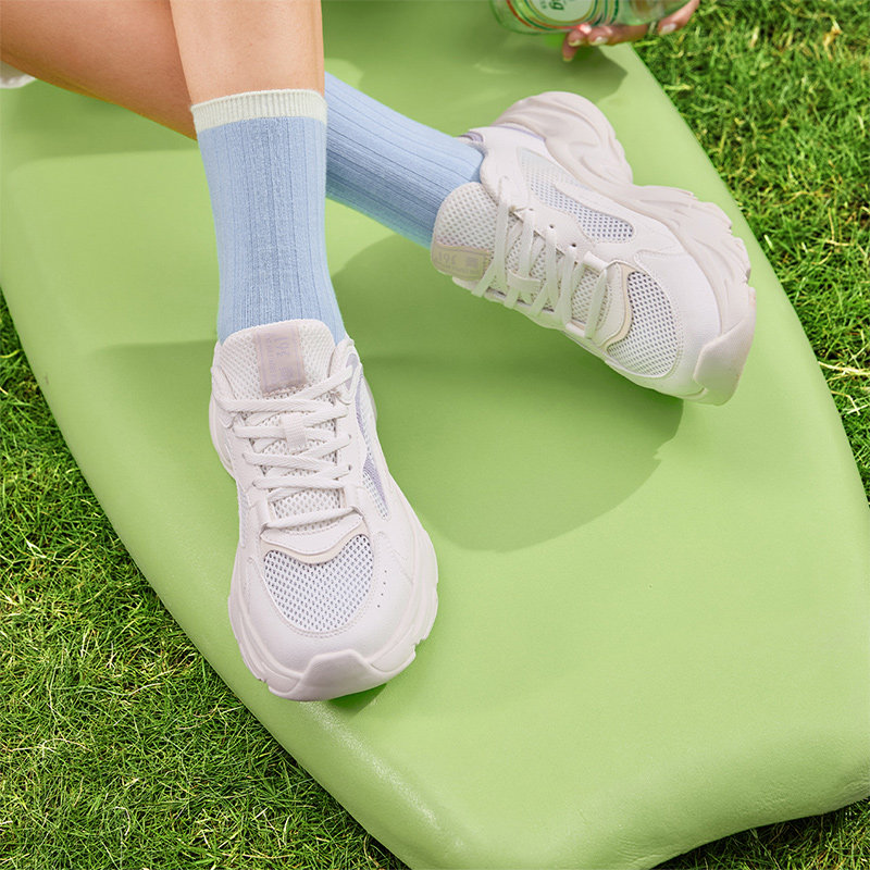 天降18！361度软底休闲女鞋网面透气老爹鞋