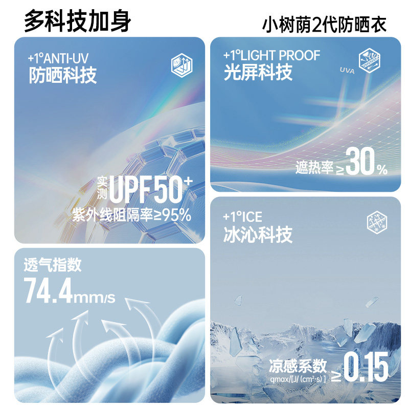 小树荫361防晒衣女夏季轻薄遮热防紫外线防晒服冰丝凉感皮肤衣