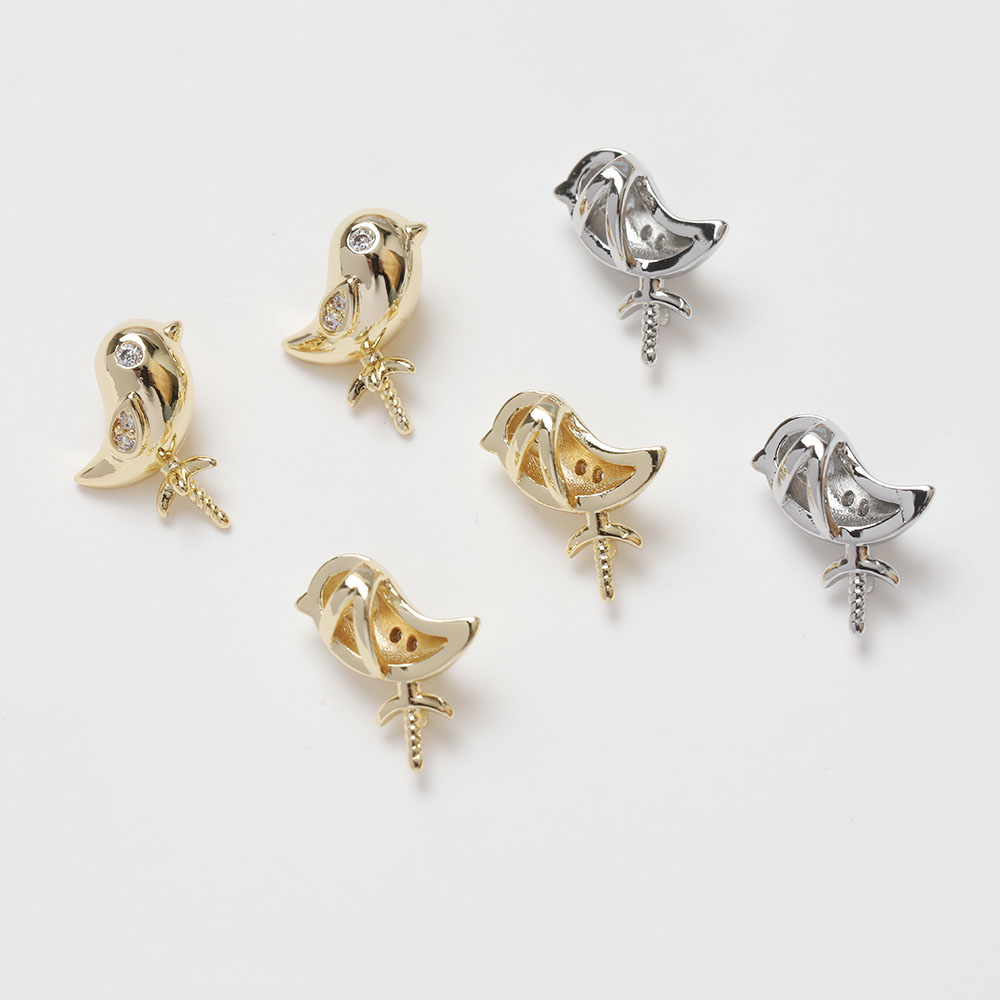 14K电镀真金保色小鸟帽盖吊坠diy珍珠手作项链材料配件 - 图2