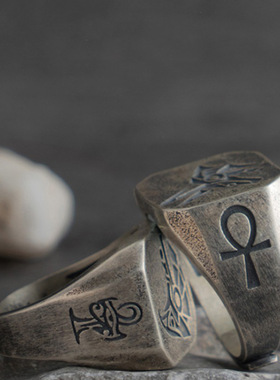 埃及众神荷鲁斯之眼戒指复古厚重