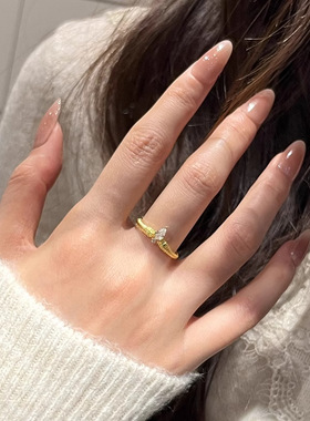 中古风水滴钻公主镶钻戒指新款潮