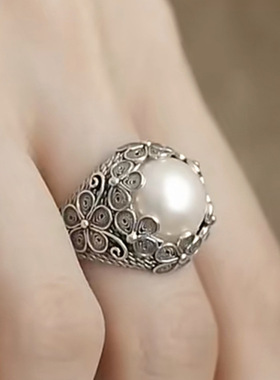 花丝镶嵌戒指复古做旧国花朵气质