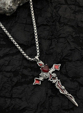 新品新款爱心荆棘十字架项链小众