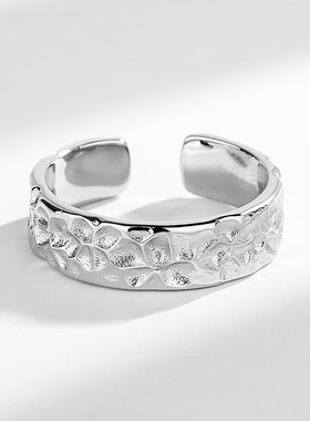 新品锤纹戒指潮流ins活口可调节