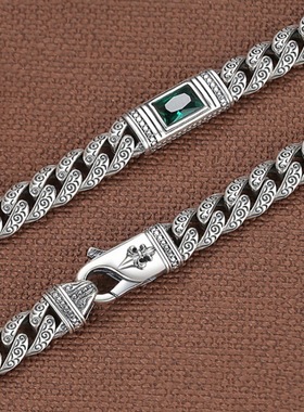 新品新款唐草纹方形锆石古巴项链