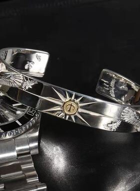 复古925银时尚复古银手镯