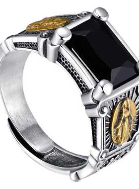 新款开口男士戒指黑玛瑙高级感