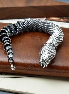 s925银个性ins潮流配饰蛇形手镯