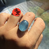 Special offer, free shipping, worry-free aquamarine large cabochon ring