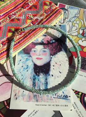 天河石方糖编织项链颈链包邮古风