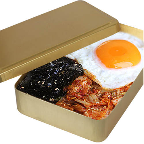 韩国黄铝饭盒韩式饭盒韩式便当盒黄饭盒韩国进口老式回忆饭盒 - 图1