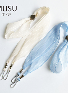 手工原创渔夫帽子防风绳雪纺纯色遮阳帽防掉固定绳可调节草帽系带