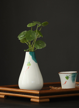 手绘陶瓷小花瓶花擦客厅摆件饰品