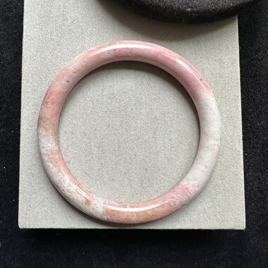 醒走 T06天然蔷薇辉石樱花粉橘细条美人镯子蔷薇石圆条手镯