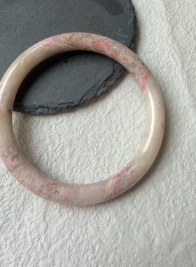 醒走 X05天然蔷薇辉冰透樱花粉手镯蔷薇石冰飘冰粉色圆条手镯子