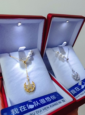 纯银s925五角星领花项链兵哥哥送女朋友军嫂情人军恋饰品首饰礼物