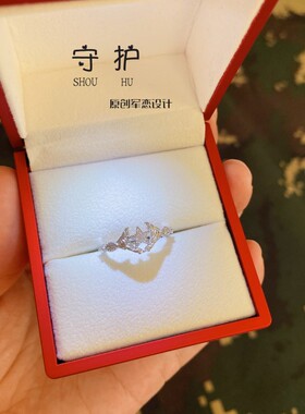 军恋纯银橄榄枝五角星戒指兵哥哥送军嫂异地恋女友情侣纪念礼物
