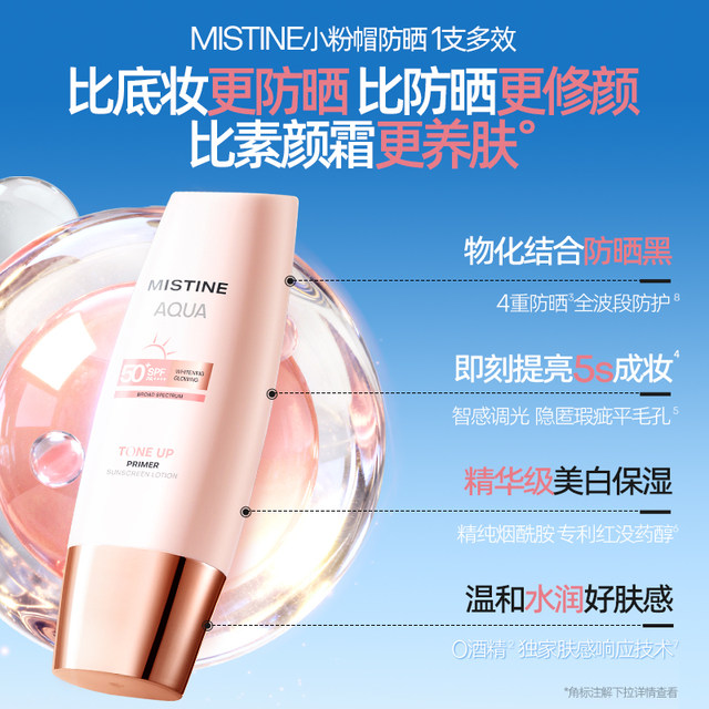 Mistine Little Pink Hat Repair Sunscreen ຄີມກັນແດດ ນຽນນຸ້ມ ຊຸ່ມຊື່ນ ແຕ່ງໜ້າຕິດທົນດົນ ເນື້ອຄຣີມກັນແດດ ແລະ ບຳລຸງຜິວສອງໃນໜຶ່ງດຽວ