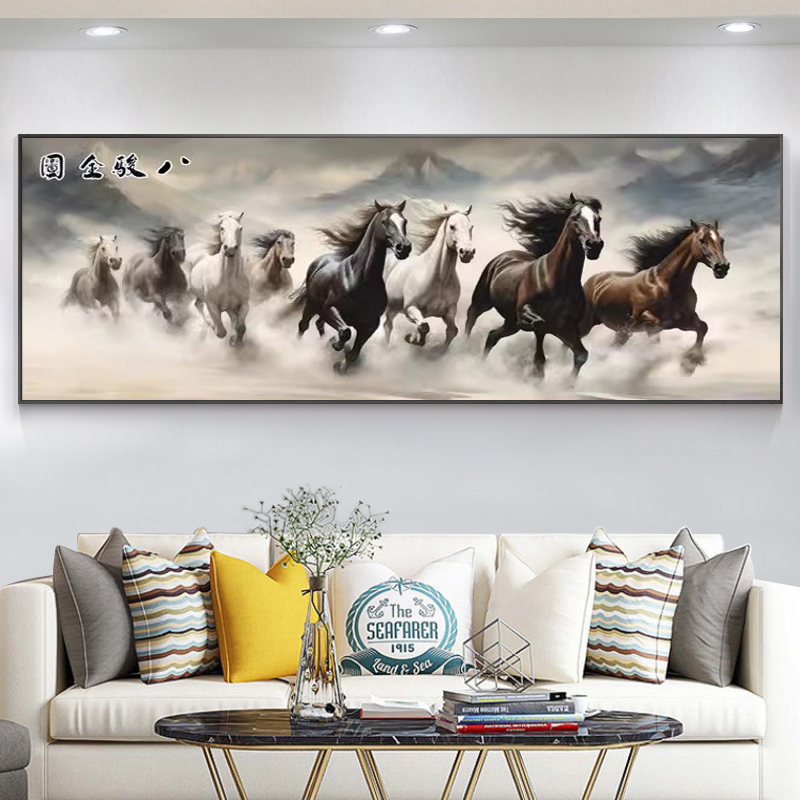 5d钻石画满钻2025新款马到成功客厅简约现代八骏全图点贴钻十字绣 - 图2