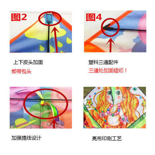 儿童卡通风筝长尾多尾碎尾卡通风筝2024新款潍坊厂家直销易飞kite - 图1