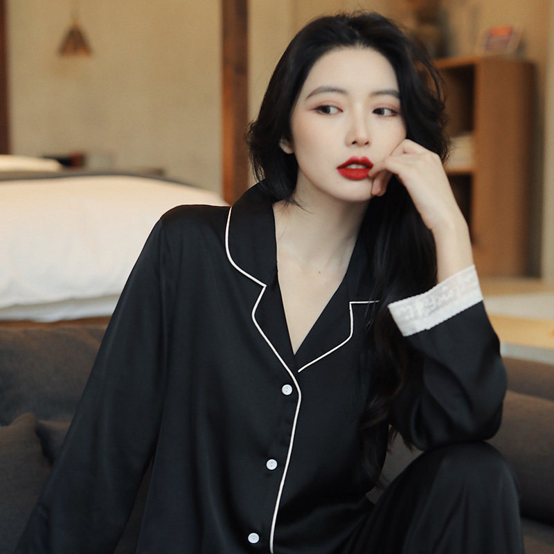 港风高级感冰丝2023款春秋款睡衣 罗米顿睡衣/家居服套装