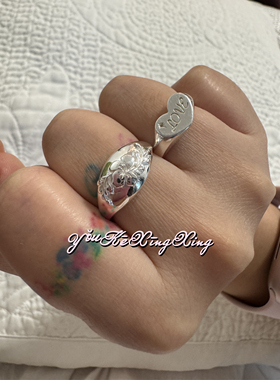 有颗星星女S925银优雅木槿花戒指