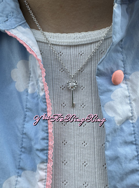 有颗星星女S925银爱心钥匙项链