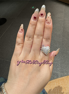 有颗星星女S925银复古大爱心戒指