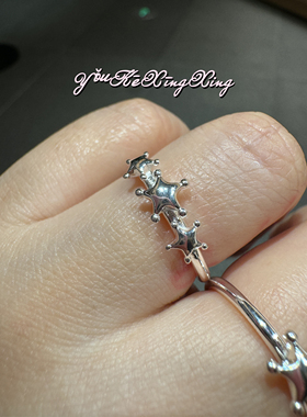 有颗星星女S925银可爱星星戒指