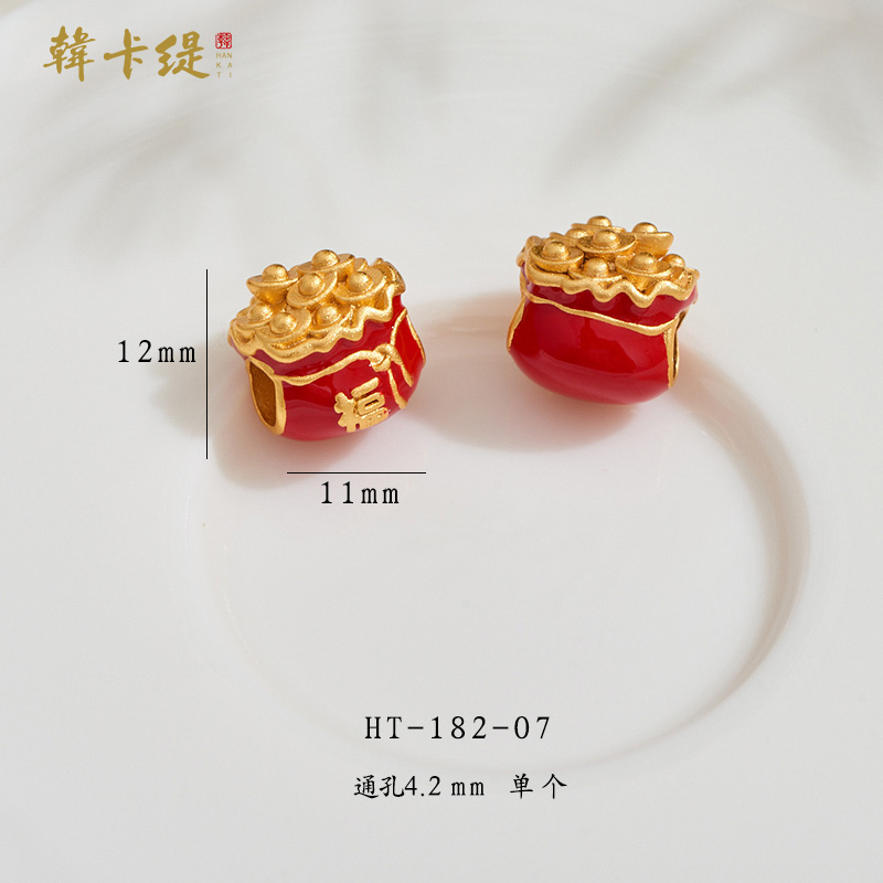 古法沙金钱袋福袋兔耳朵福字diy手绳编织穿珠子搭配配饰隔珠配珠 - 图1