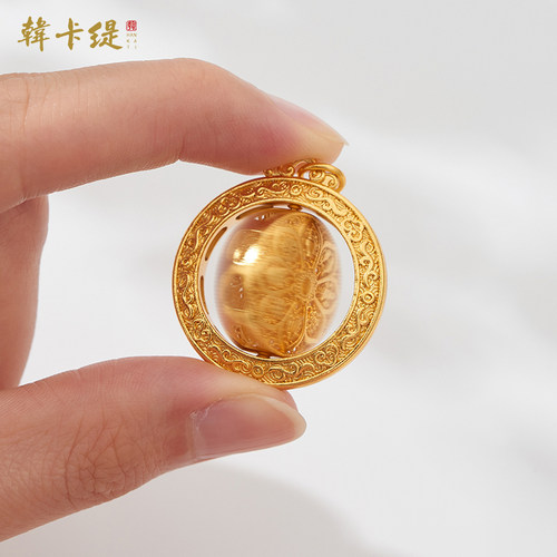 古法沙金项链吊坠中间可旋转挂件毛衣链坠子diy包包车挂吊坠配件 - 图1