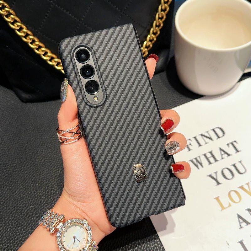 适用三星Z fold4手机壳Fold3折叠屏保护套高档zfold5碳纤维纹心系天下W22/W23凯夫拉防摔高级感薄男女6外W24 - 图0