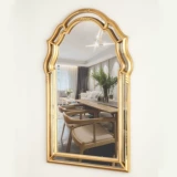 [北欧玄关镜子美式装饰镜子餐厅背景墙装饰壁挂镜卧室梳妆镜金色]