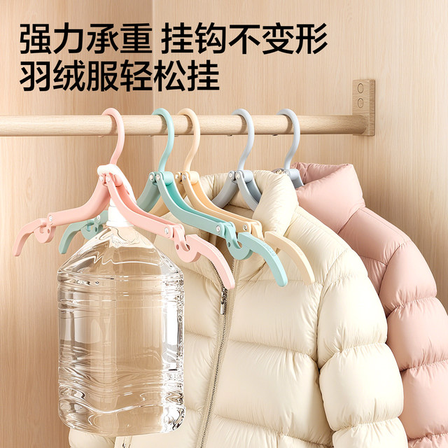 Folding clothes hanger with clip
