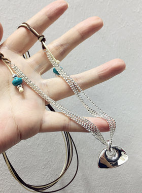 秋冬新款高级感名族风新中式多层次花朵流苏串珠几何项链毛衣链饰