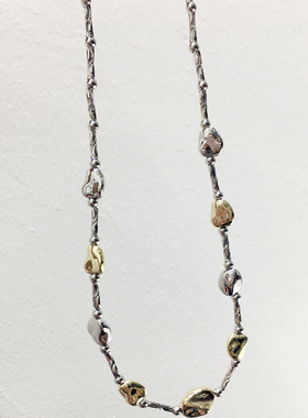 2025新款小众设计冷淡风简约气质拼色立体方块波浪长条项链锁骨颈