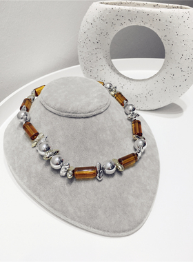 不规则方块几何圆圈圆柱形项链