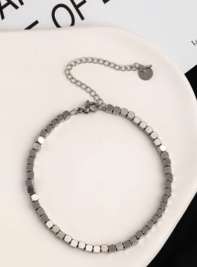 ins欧美小众设计感方块钛钢手链