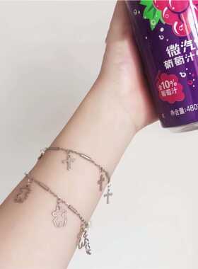 欧美暗黑风锁链手链男叠戴潮饰