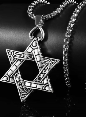 欧美朋克六芒星男女毛衣链