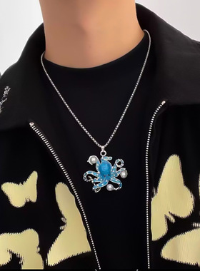 钛钢卡通彩色八爪鱼项链