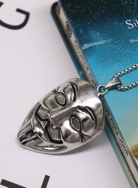 欧美冷淡风小丑面具个性项链