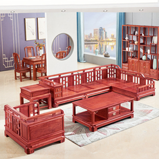 Махогани диван 大果紫檀沙发新中式贵妃沙发组合红木家具别墅缅甸花梨转角沙发